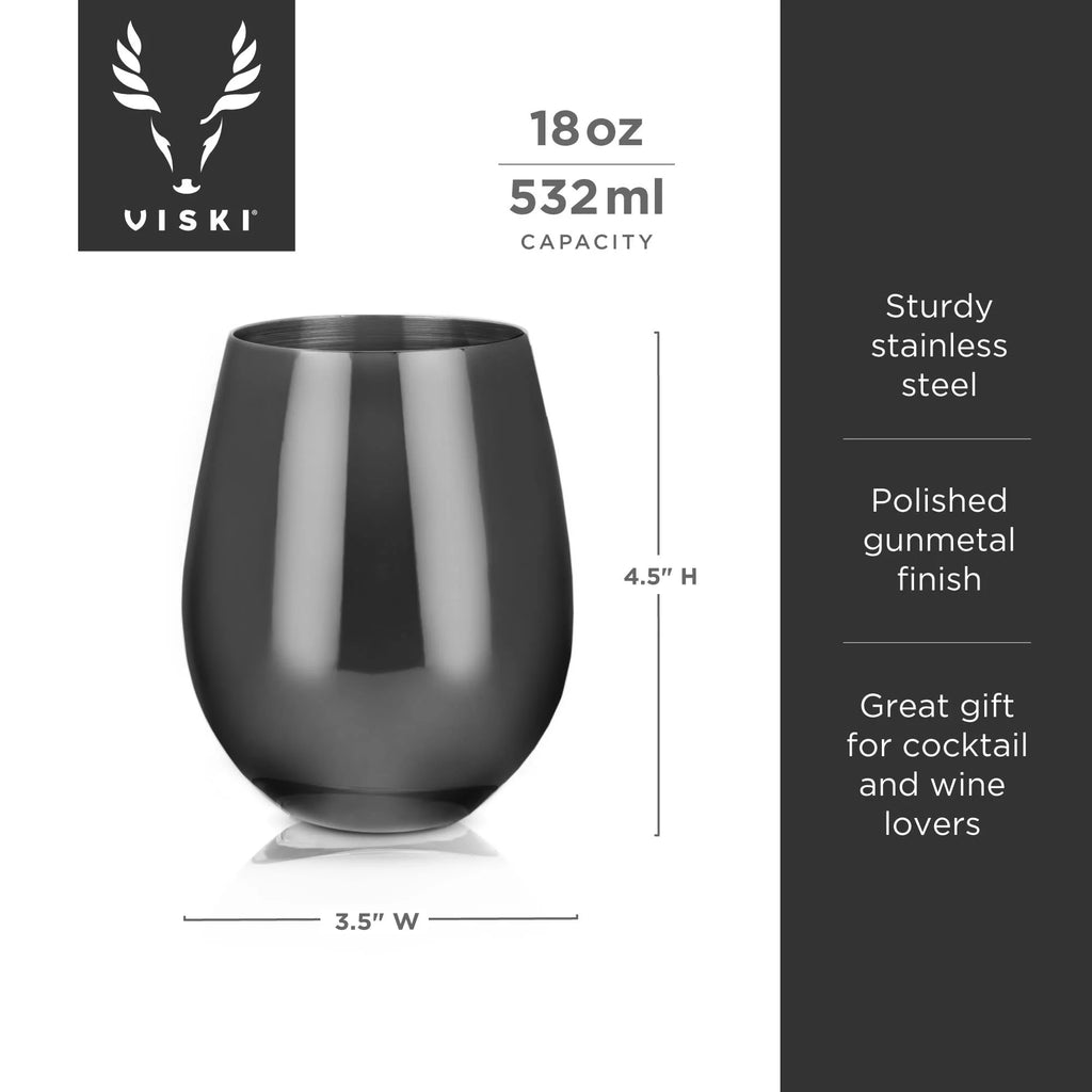 Stemless Wine Glasses Stainless Steel Black 18 Oz Y98333