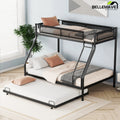 Twin over Full Size Metal Bunk Bed with Trundle and Textilene Guardrail F131573