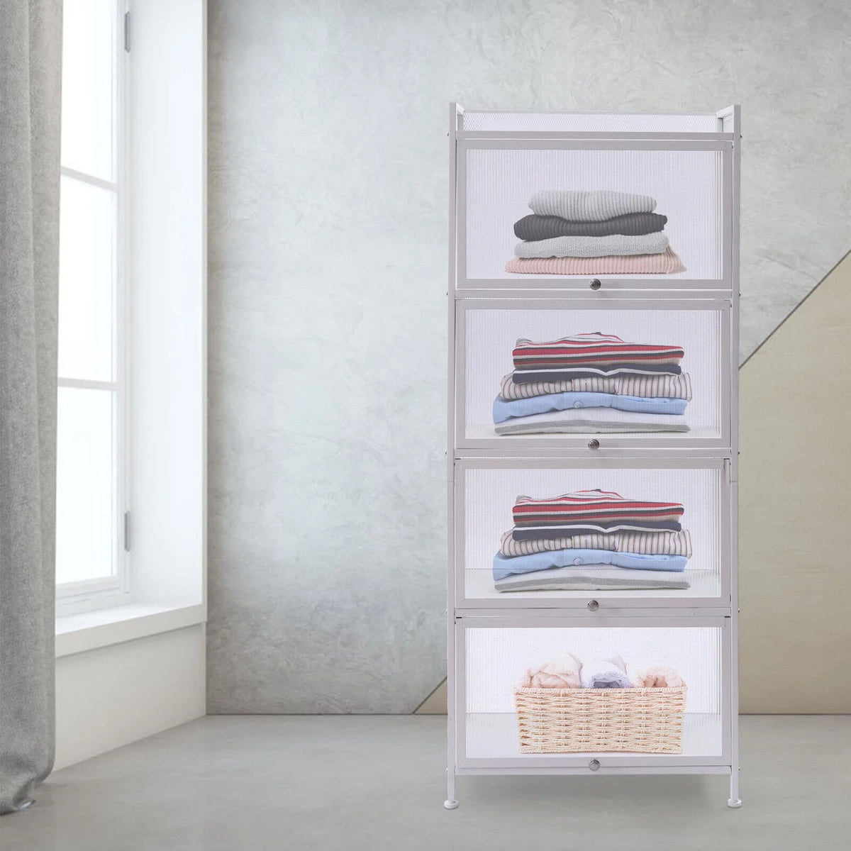 5 Layers Black White Storage Cabinet U27157