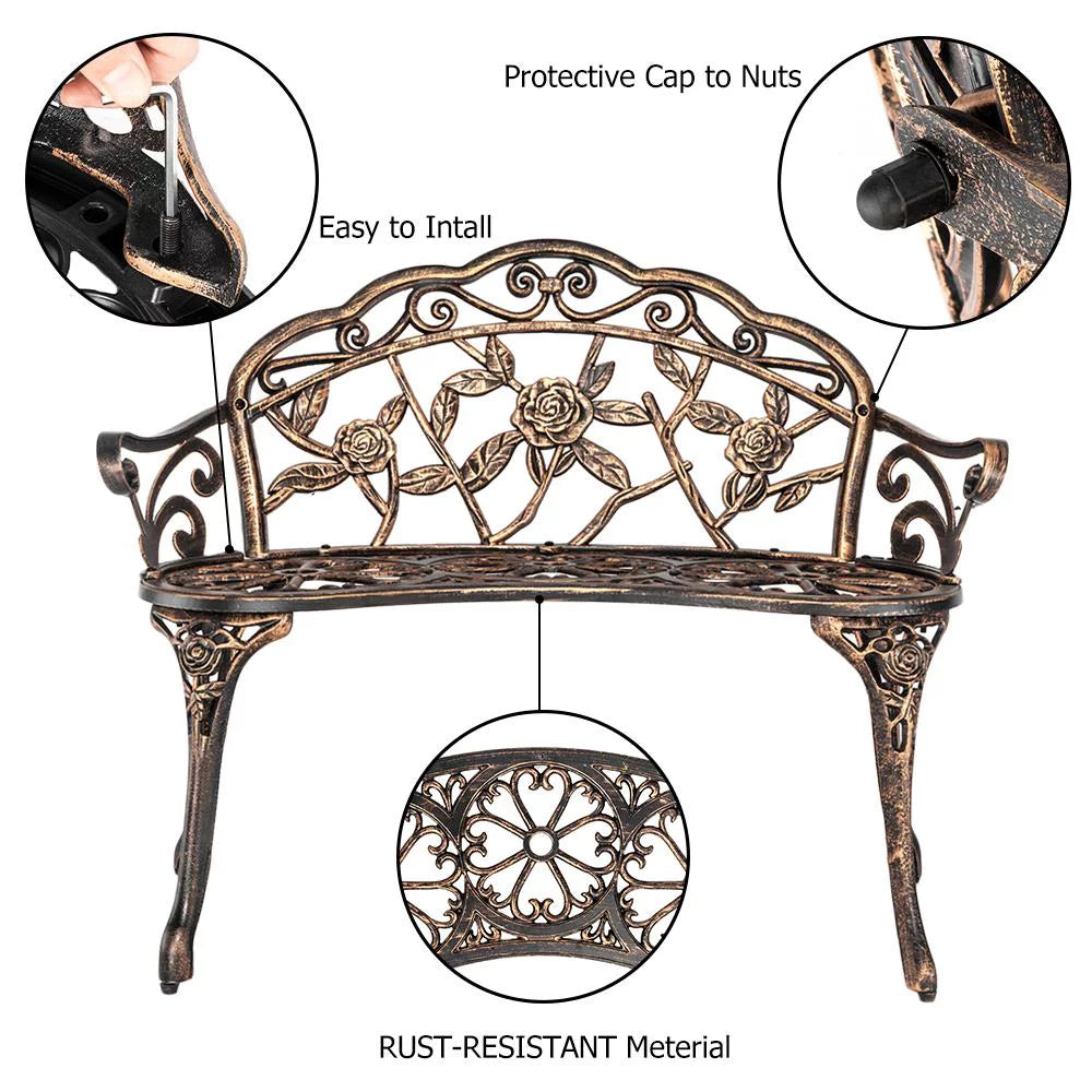 Bronze Cast Aluminum Outdoor Bench W6971