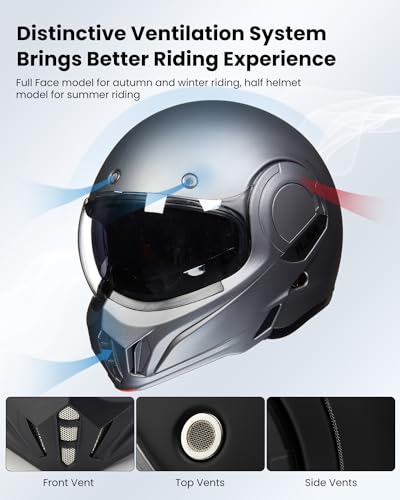 Matte Black Full Face Modular Motorcycle Helmet U609223