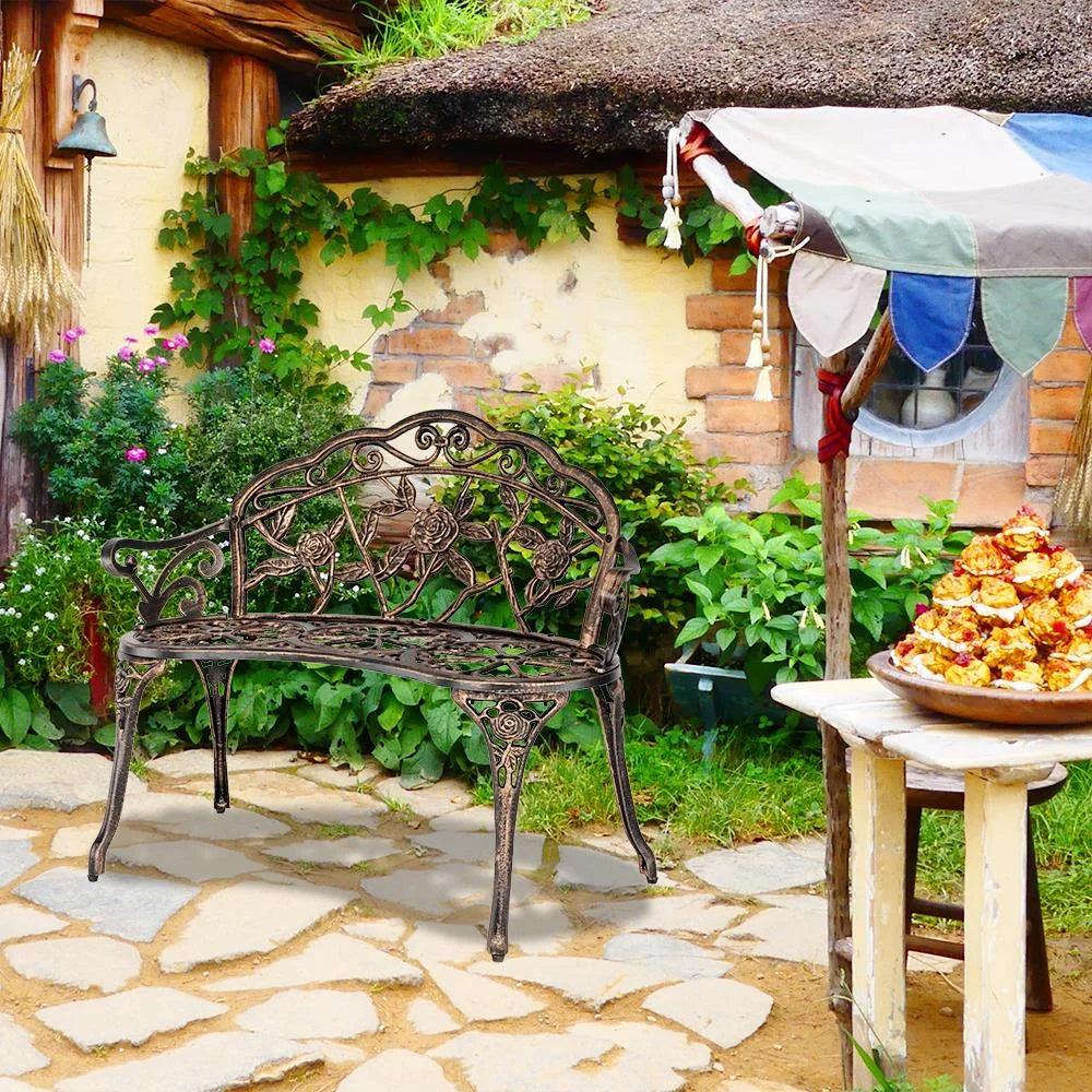 Bronze Cast Aluminum Outdoor Bench W6971