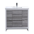 36 in. Ash Gray Bathroom Vanity with White Quartz Counter Top K3706