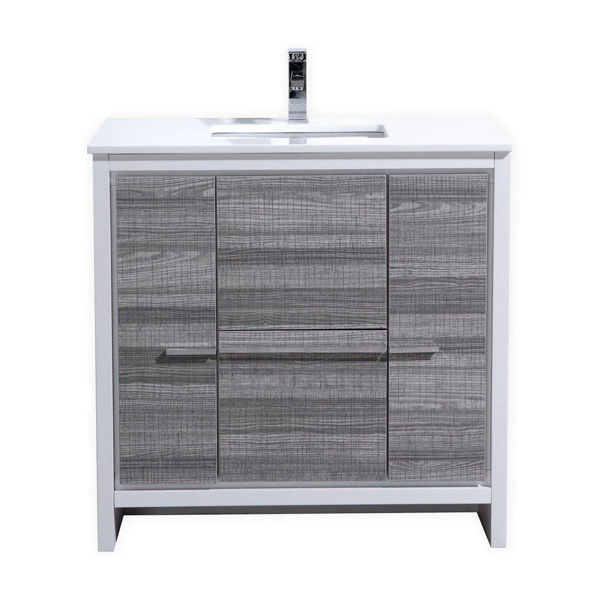 36 in. Ash Gray Bathroom Vanity with White Quartz Counter Top K3706