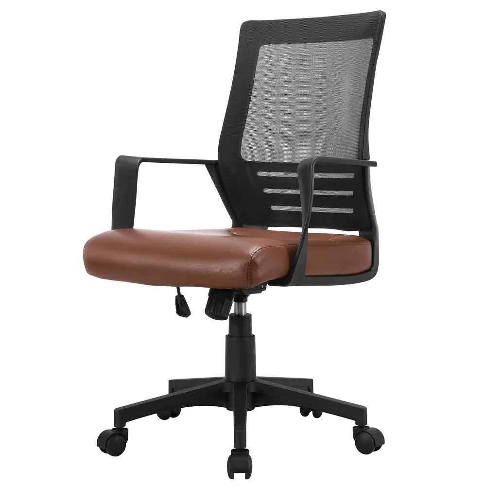 Brown Faux Leather Office Chair Set of 2 V61102