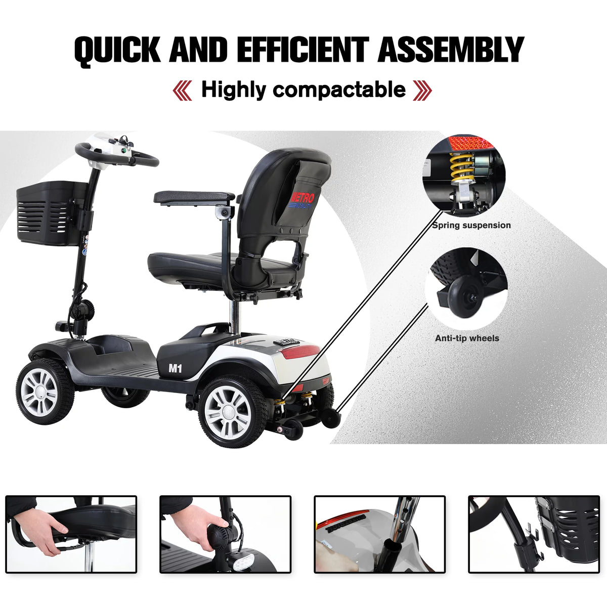 Powered Folding Mobility Scooter with Basket & Headlight C6977