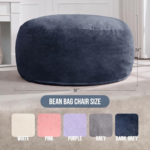 3ft Grey Faux Fur Bean Bag Chair L95021