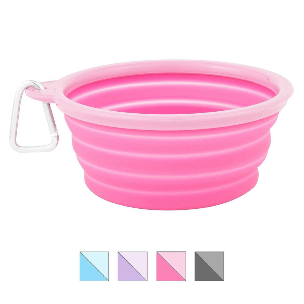 Collapsible Silicone Water Travel Bowl with Clip V97848