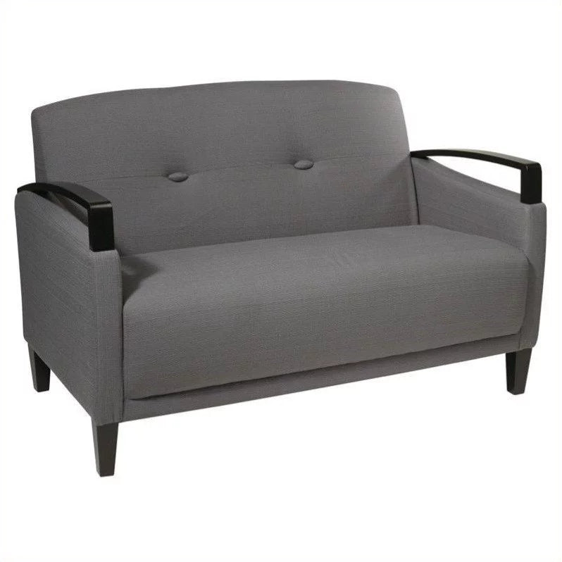 Woven Charcoal Fabric Loveseat V59864
