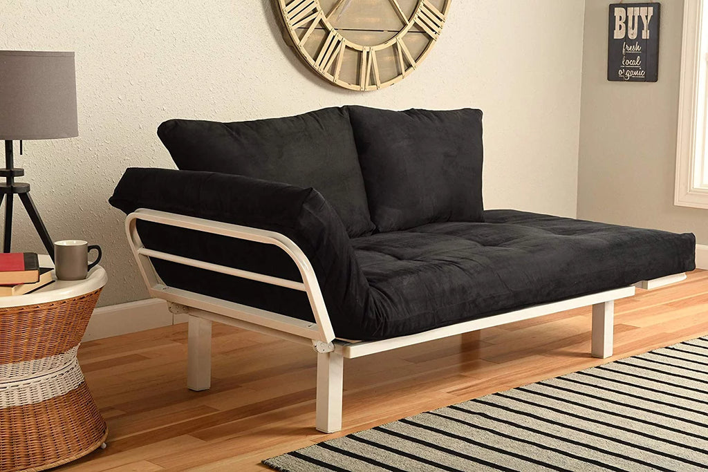 White Lounger with Black Mattress R9286