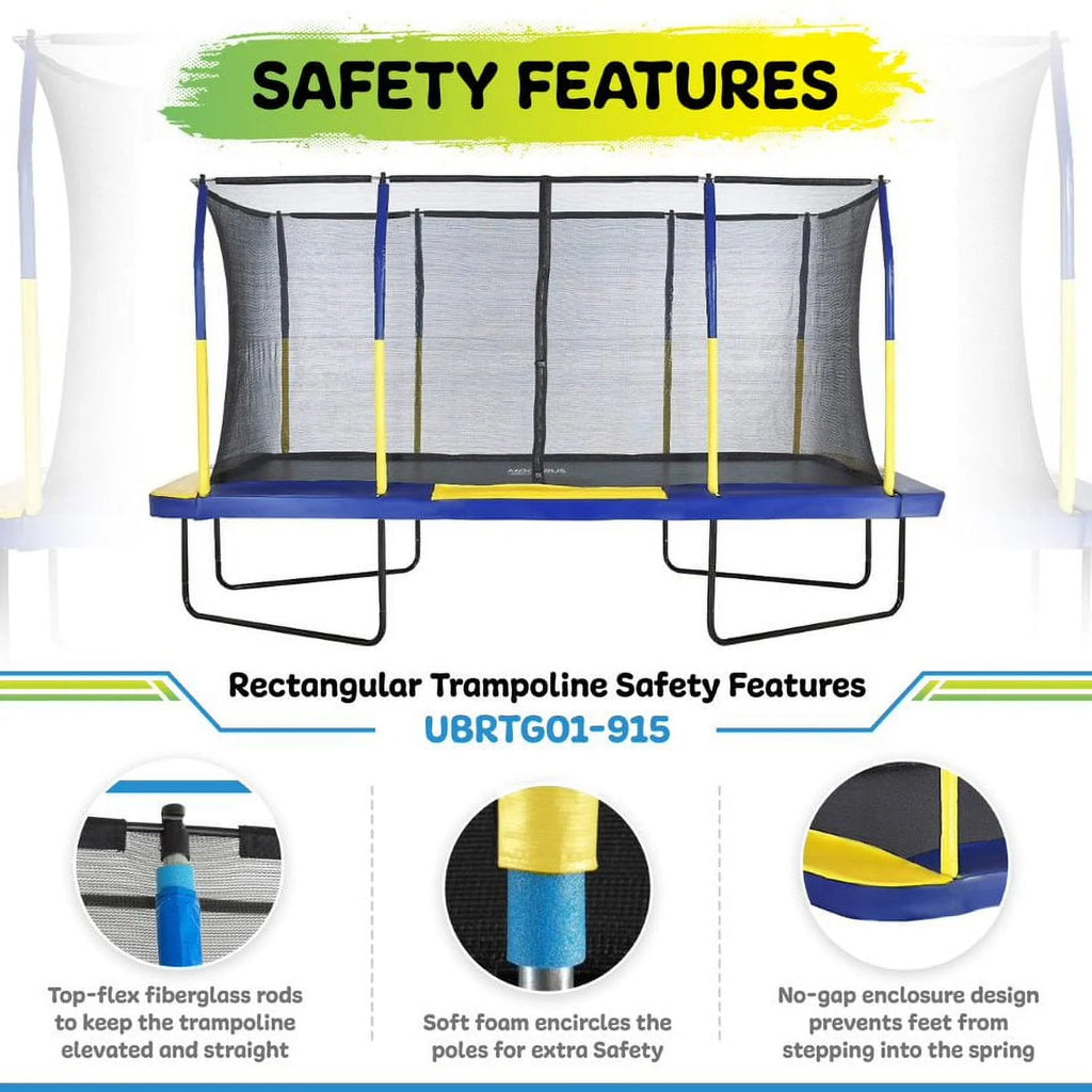 9' X 15' Rectangular Trampoline Set with Enclosure System M209699