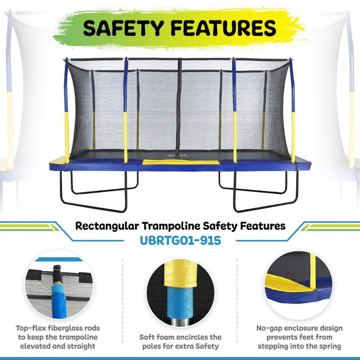 9' X 15' Rectangular Trampoline Set with Enclosure System M209699
