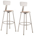 Heavy Duty Steel Stool with Backrest, Grey, Pack of 2 Q173323