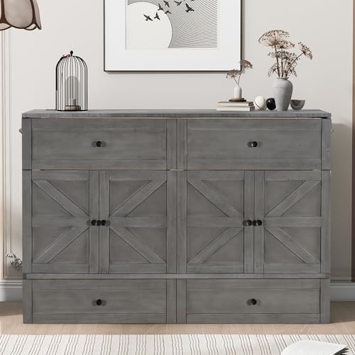 Queen Size Murphy Bed with Storage Drawer & Charging Station C466075