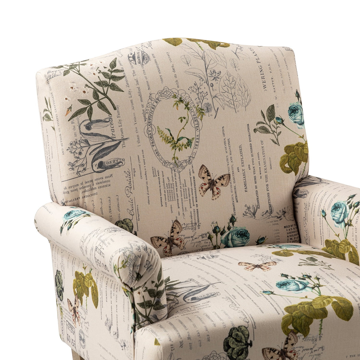 Upholstered Armchair Set of 2 with Pattern & Wooden Legs W90975