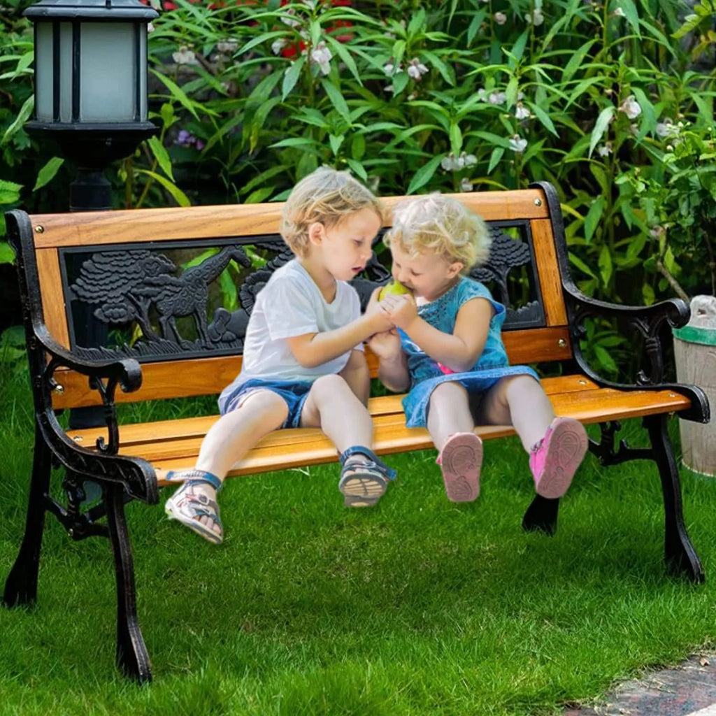 Outdoor Garden Bench Metal Wood Bench C2433
