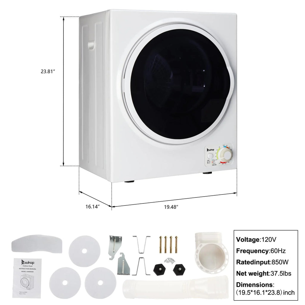 1.6 cu. ft. Compact Portable Electric Laundry Dryer, White K23571