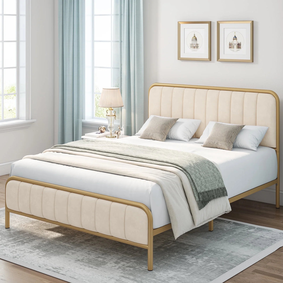 Queen Size Tufted Upholstered Bed Frame J217153