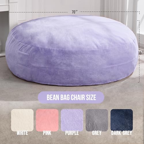 3ft Grey Faux Fur Bean Bag Chair L95021