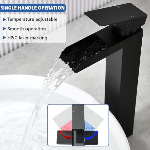 Black Single Handle Bathroom Faucet with Pop-up Drain and Hose X587561