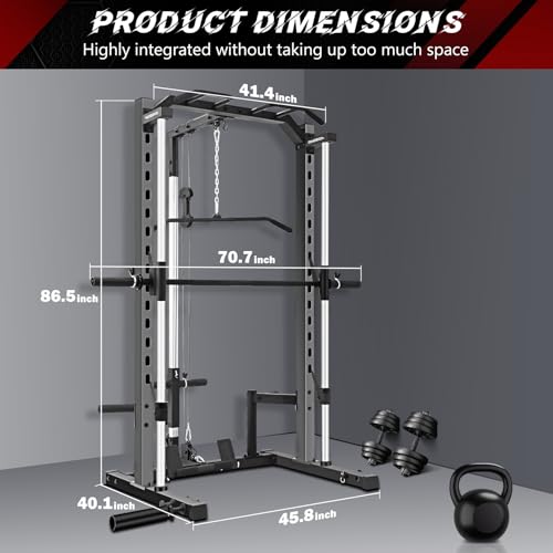 Smith Machine Squat Rack with LAT-Pull Down and Cable Crossover X729289