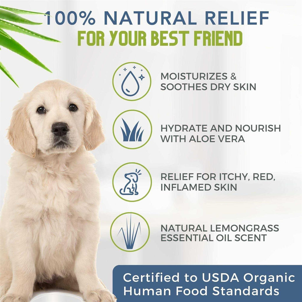 Certified Organic Hypoallergenic Dog Shampoo with Aloe and Lemongrass D740918
