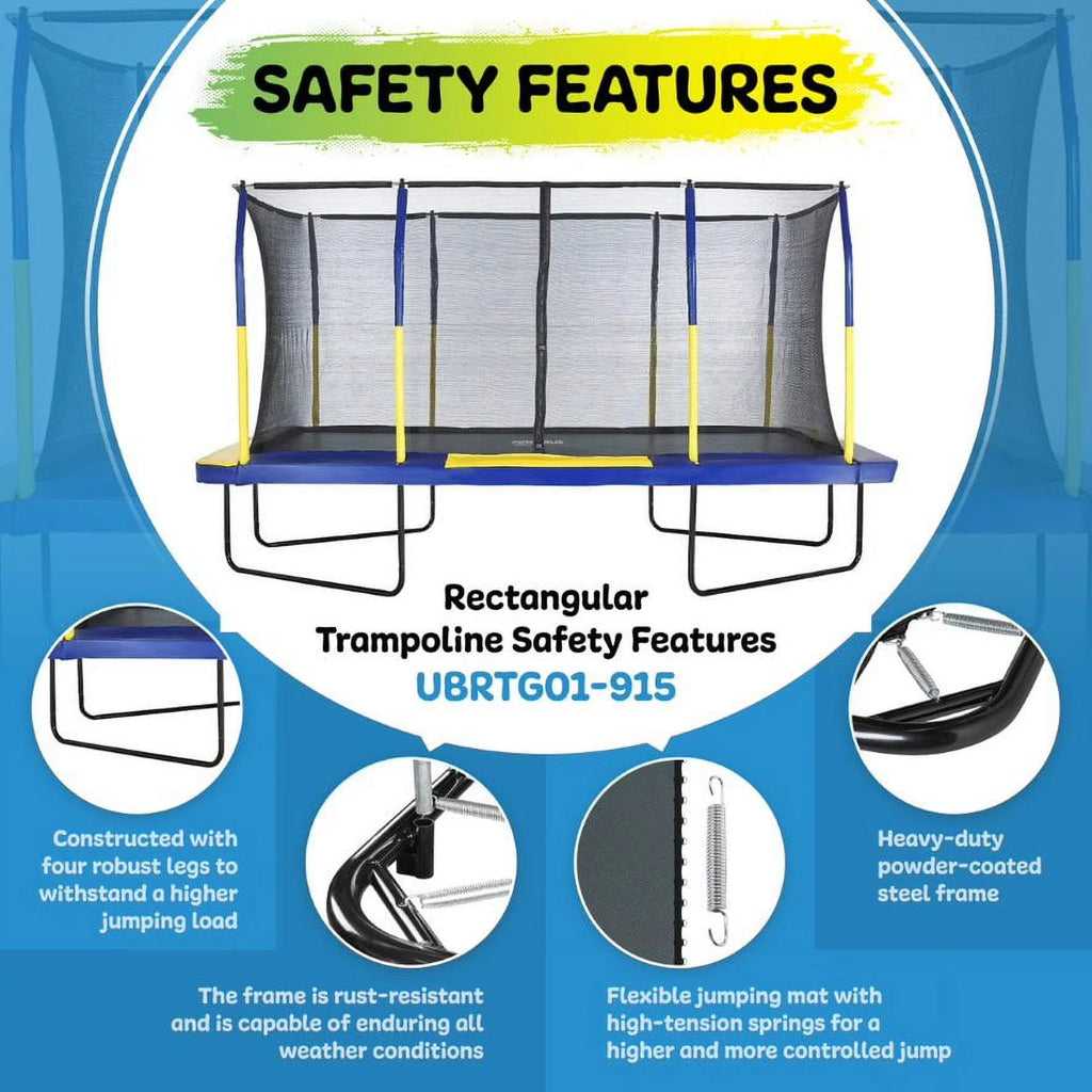 9' X 15' Rectangular Trampoline Set with Enclosure System M209699
