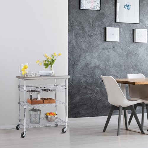 Stainless-Steel Top Work Table Island Utility Cart Prep Station R217