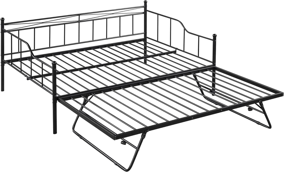 Full Size Metal Daybed with Twin Size Adjustable Trundle Z8957