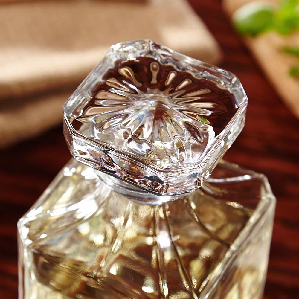 Etched Whiskey Decanter Set with Square Rocks Glasses M45617