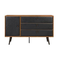 Brown & Black Solid Wood Three Drawer Double Dresser S85894