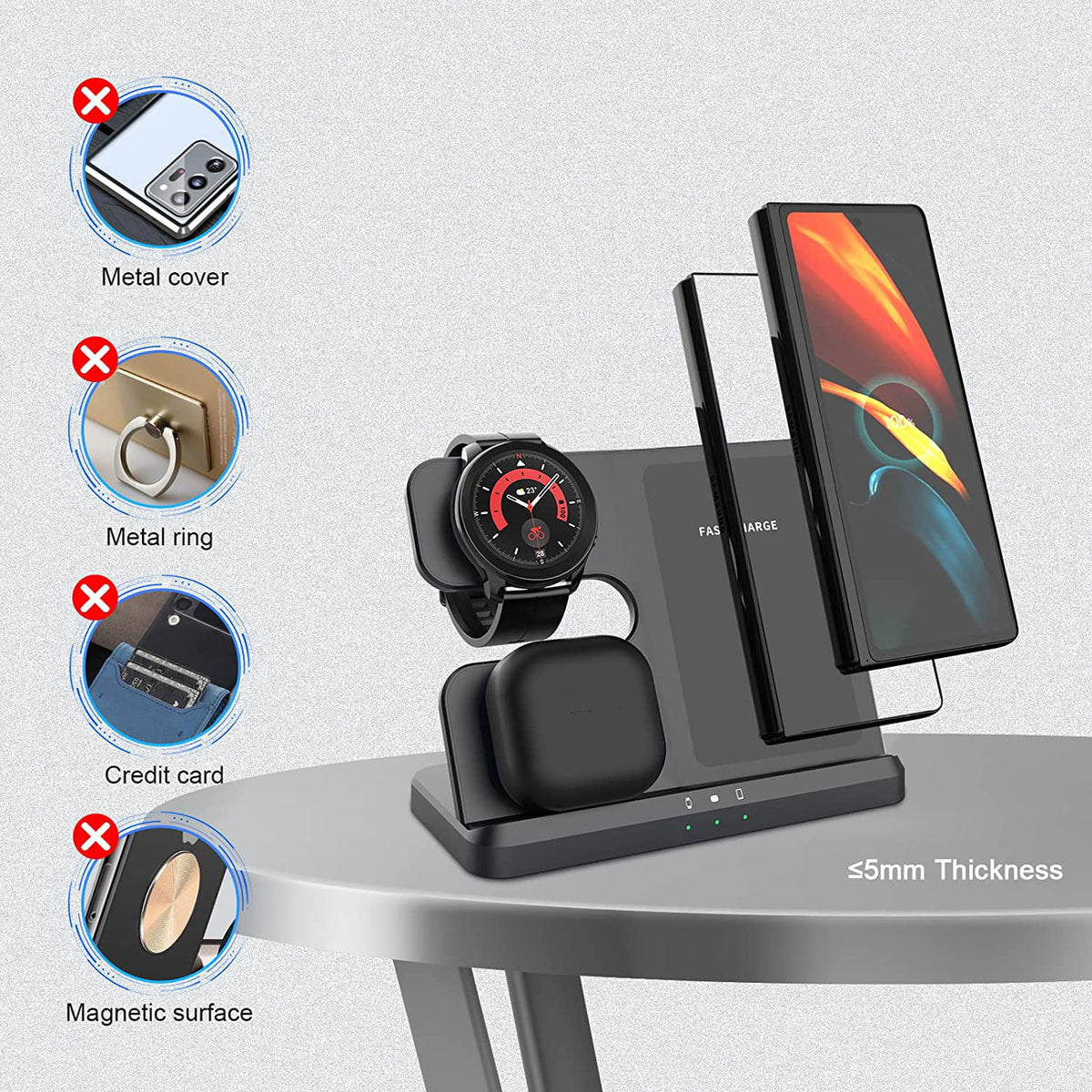3 in 1 Wireless Charger Black Y5799