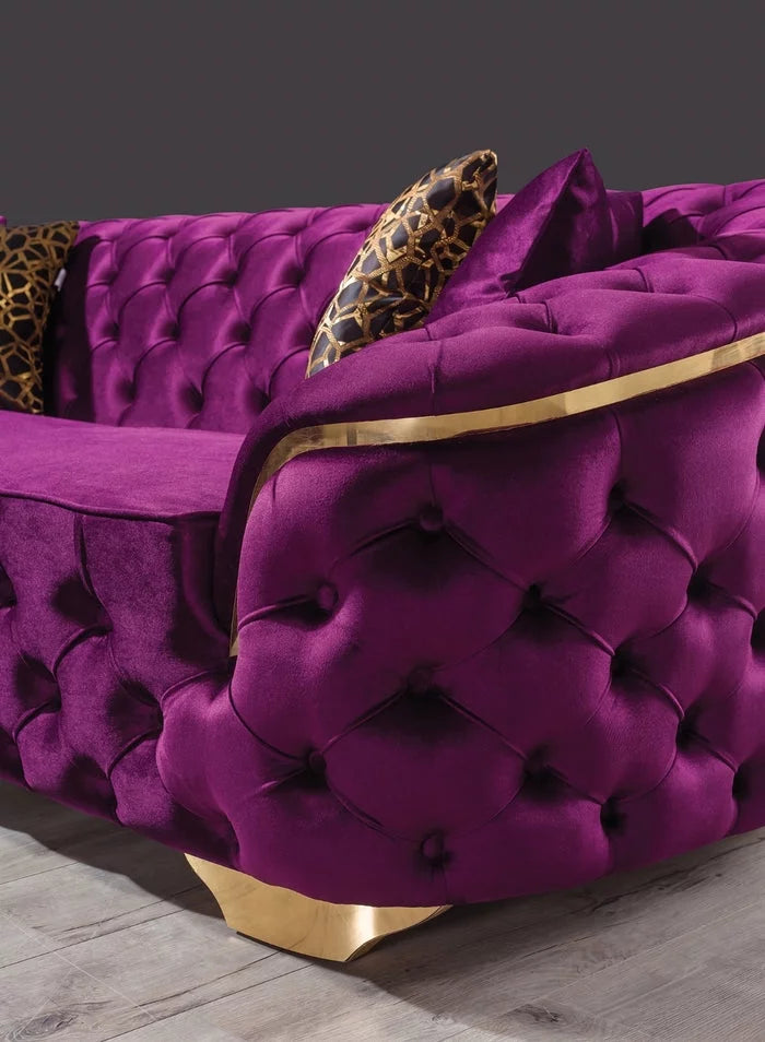 Purple Velvet Sofa & Loveseat W22421