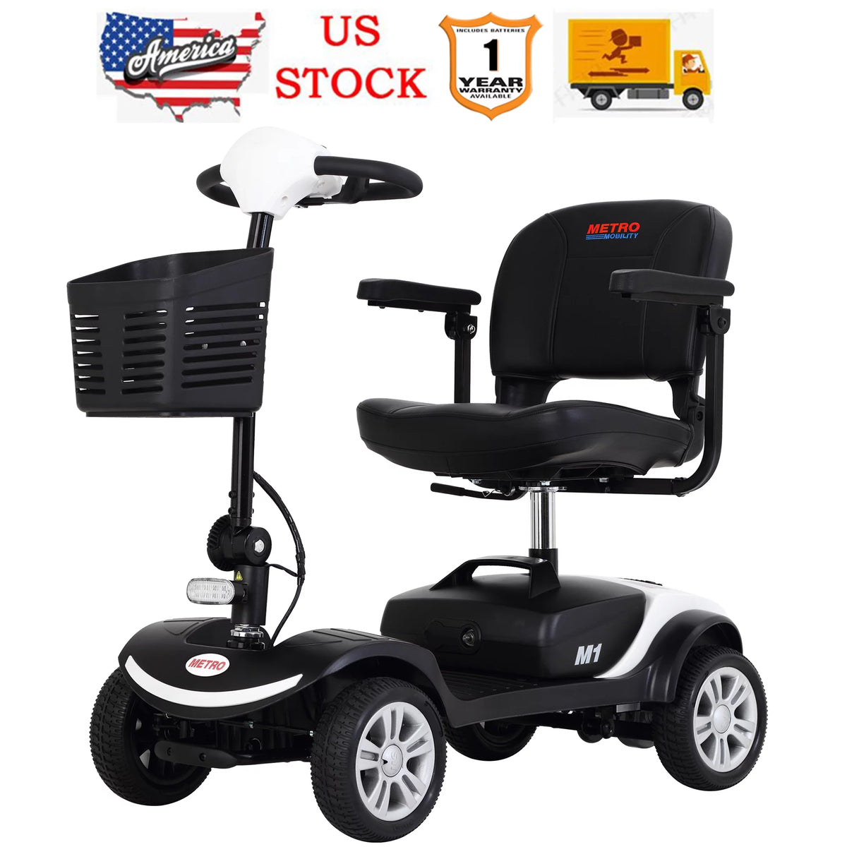 Heavy Duty 4 Wheel Mobility Scooter with Lights, 300lbs, Red I481359