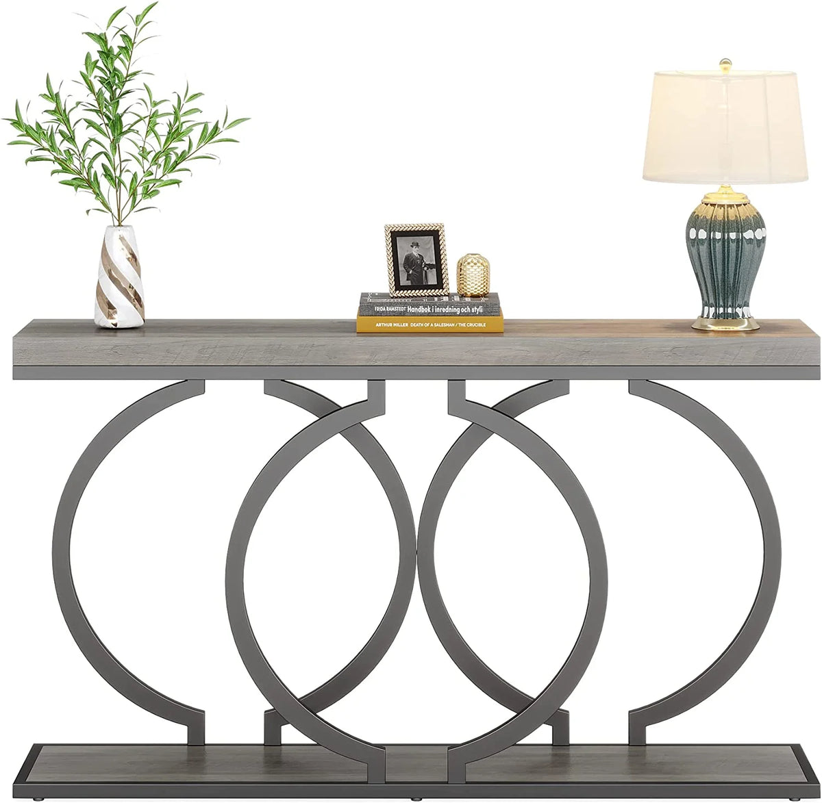 55" Console Sofa Table with Geometric Metal Frame N8335