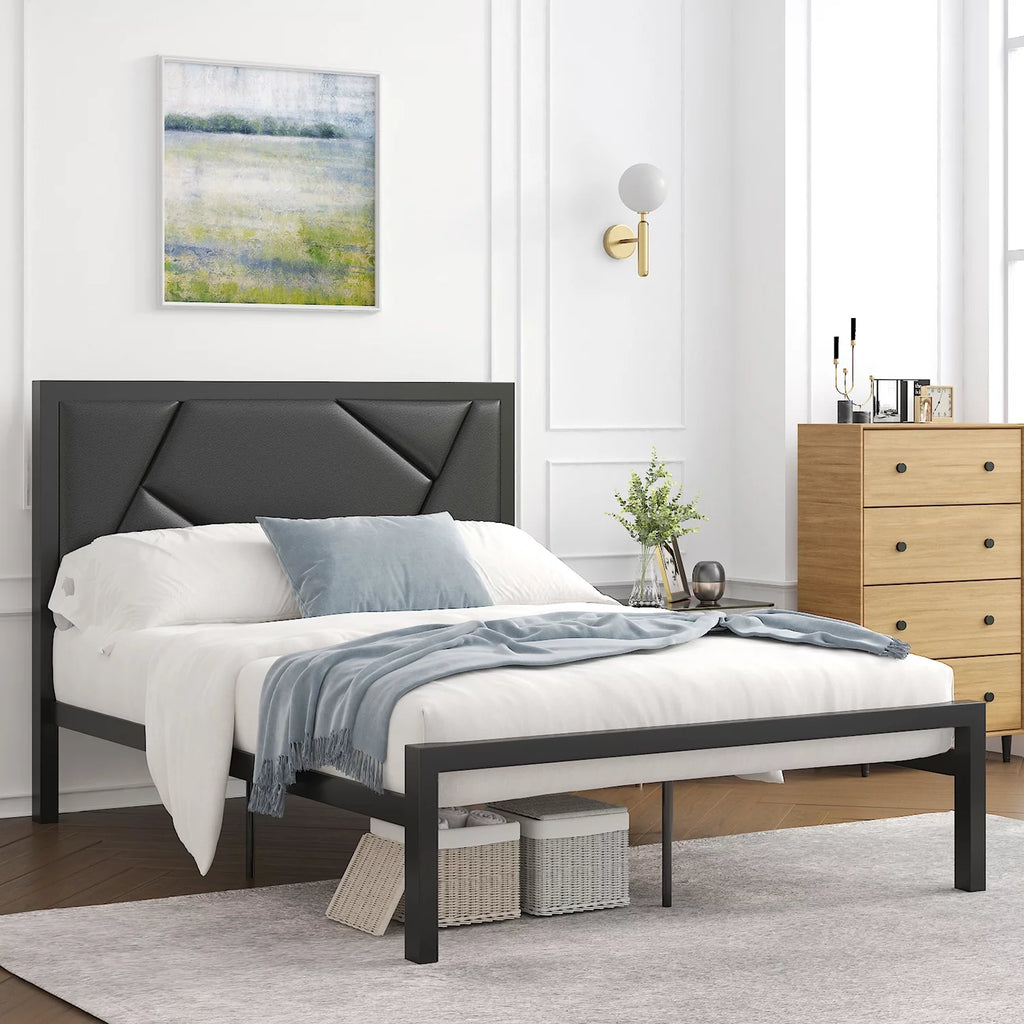 Twin Size Bed Frame with Leather Upholstered Headboard M518859