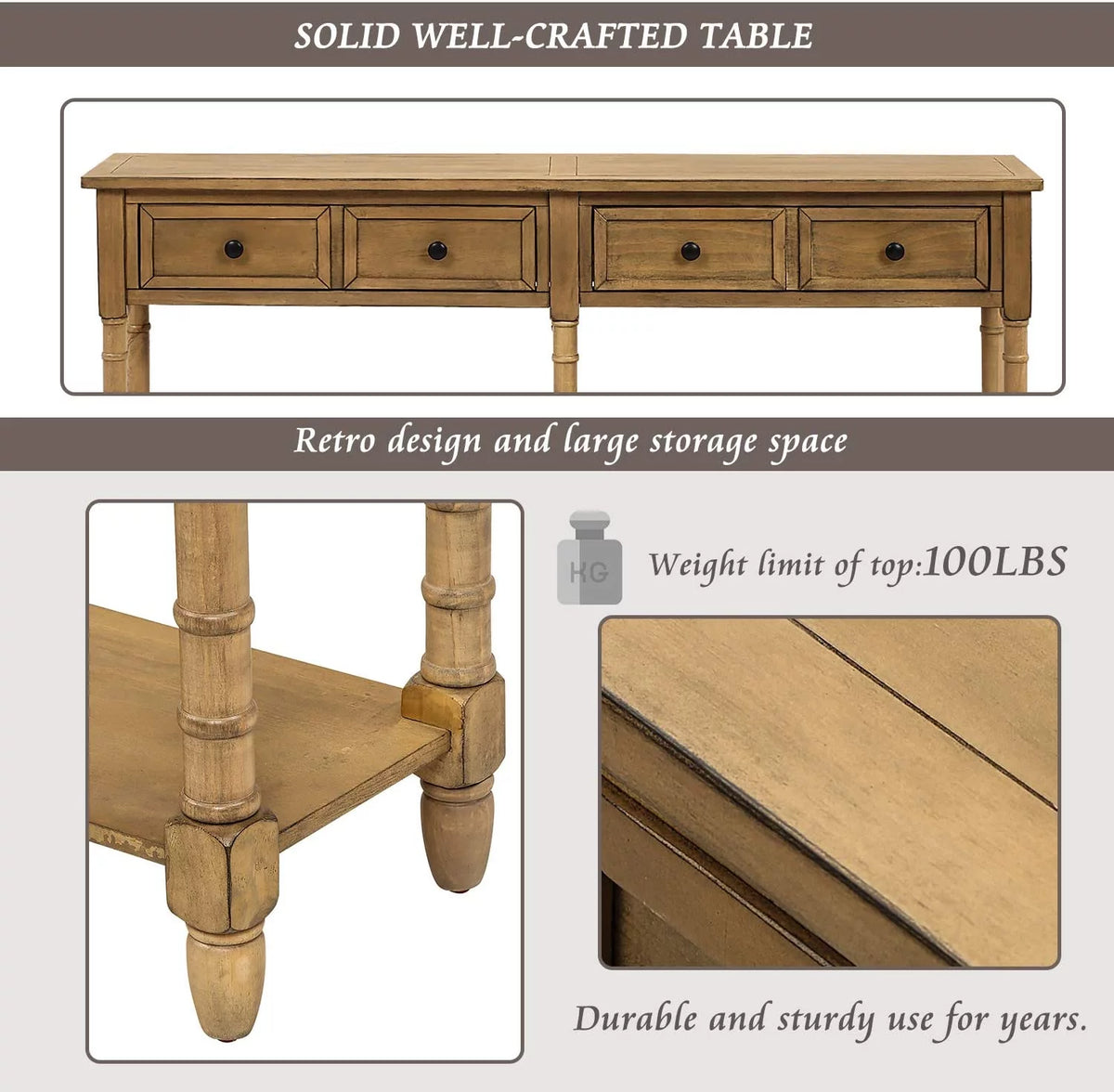 Console Table with Drawers and Shelf D6544