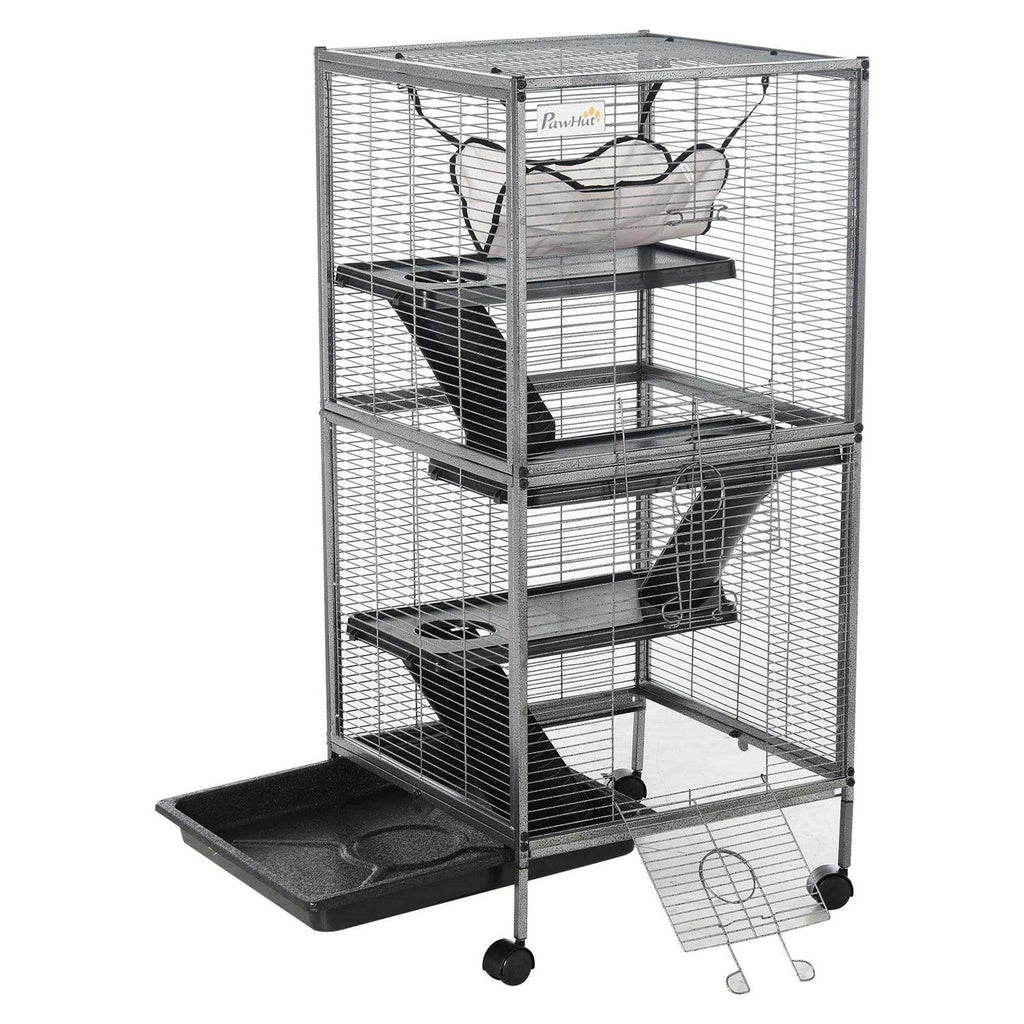 Small Animal Cage with Wheels, Hammock, 4 Platforms and Removable Tray S5917