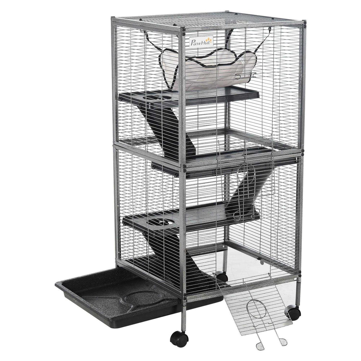 Small Animal Cage with Wheels, Hammock, 4 Platforms and Removable Tray S5917