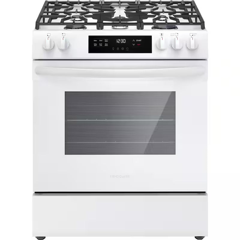 5 Burners Slide in Gas Range with Steam Clean in White F5635