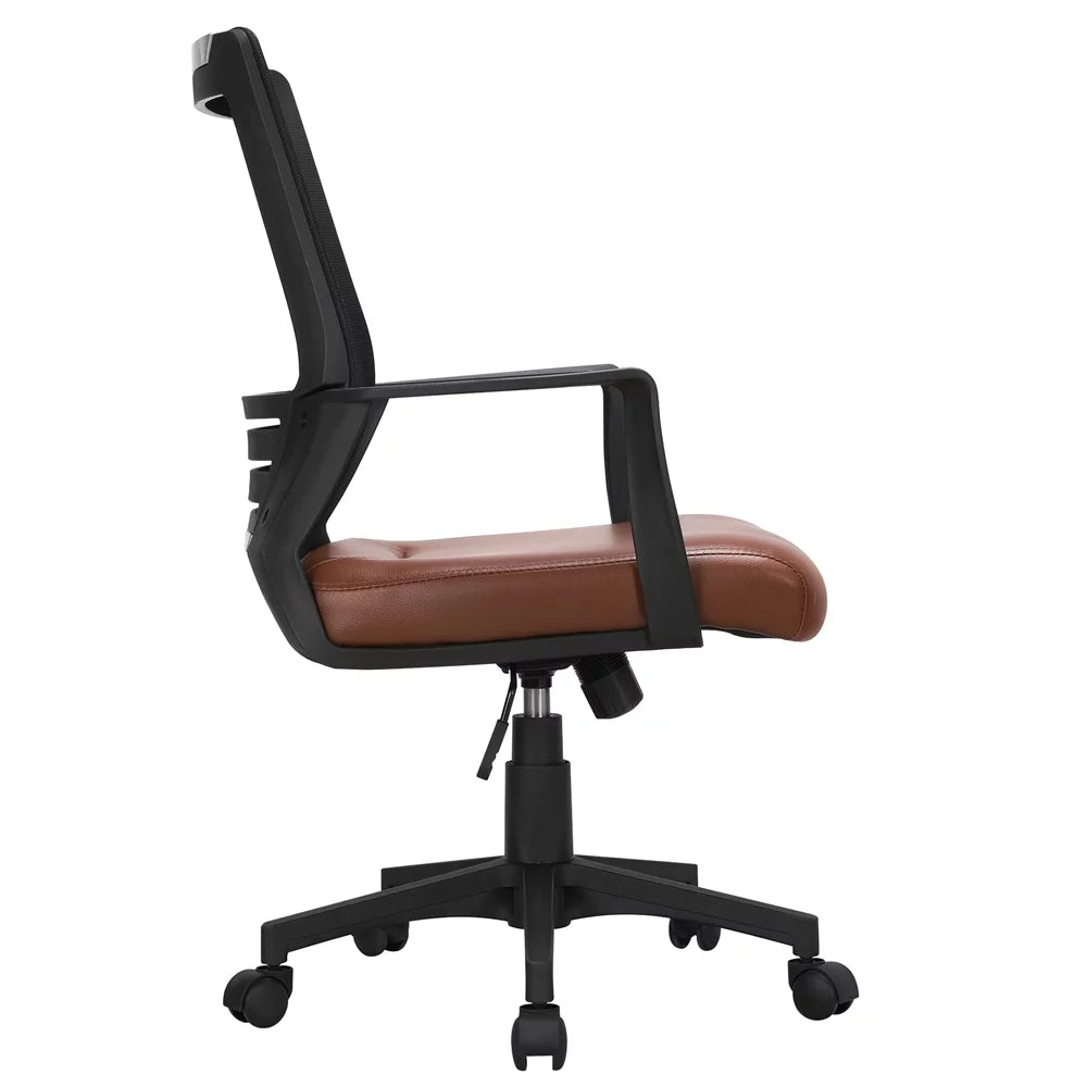 Brown Faux Leather Office Chair Set of 2 V61102