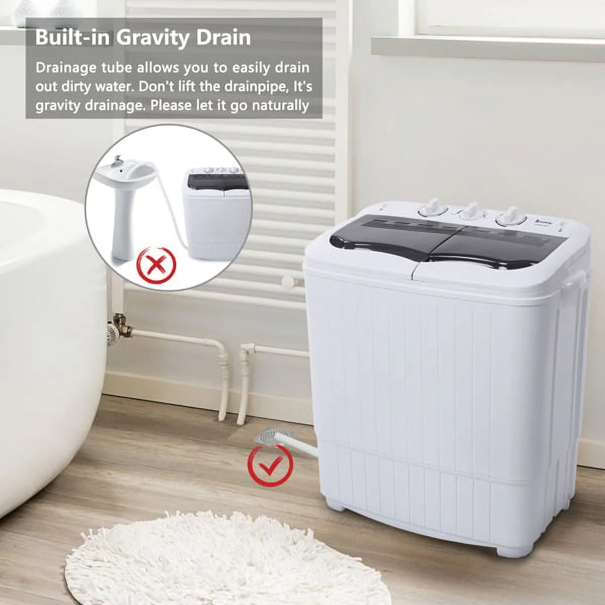 Portable 14.3lbs Washing Machine with Drain Pump B52199