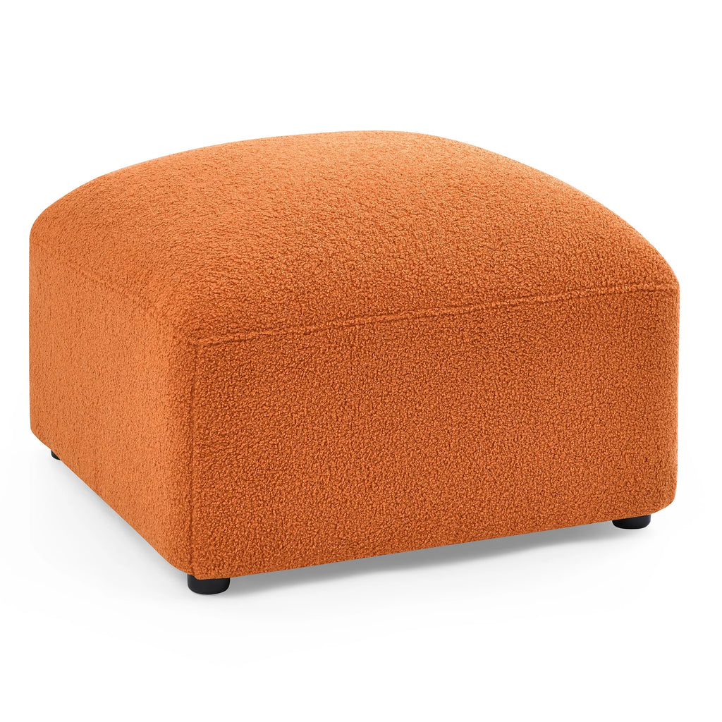 L-Shape Modular Sectional Sofa with 2 Pillows Teddy Fabric Orange Y32455