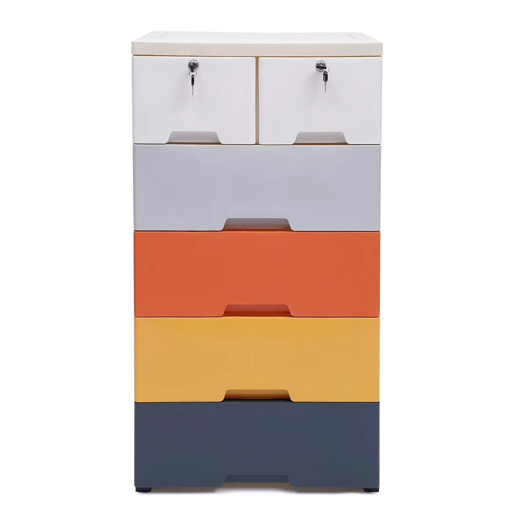 6 Drawers Plastic Dresser with Wheels O979614