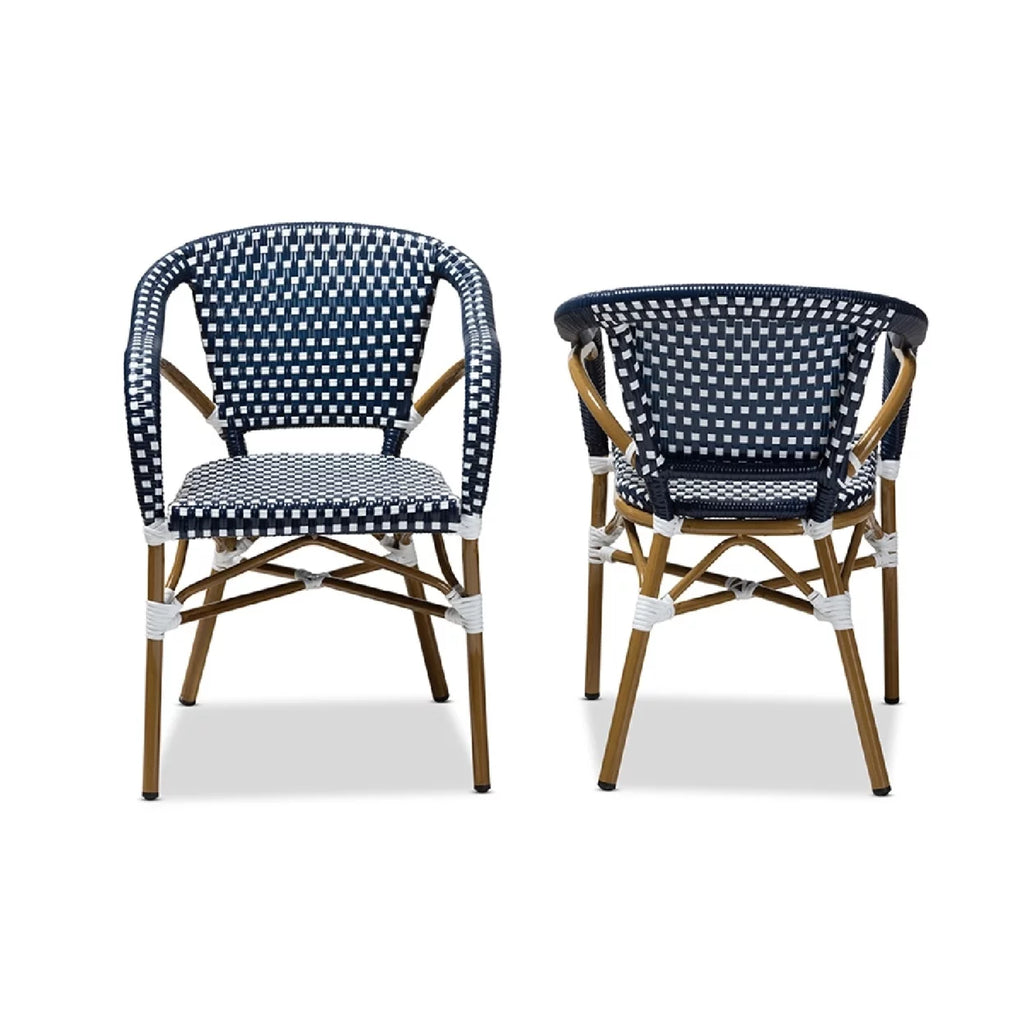 Navy and White Stackable Bistro Dining Chair Set C6095