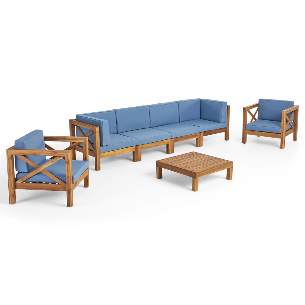 6 Seater Acacia Wood Sofa Chat Set K6166