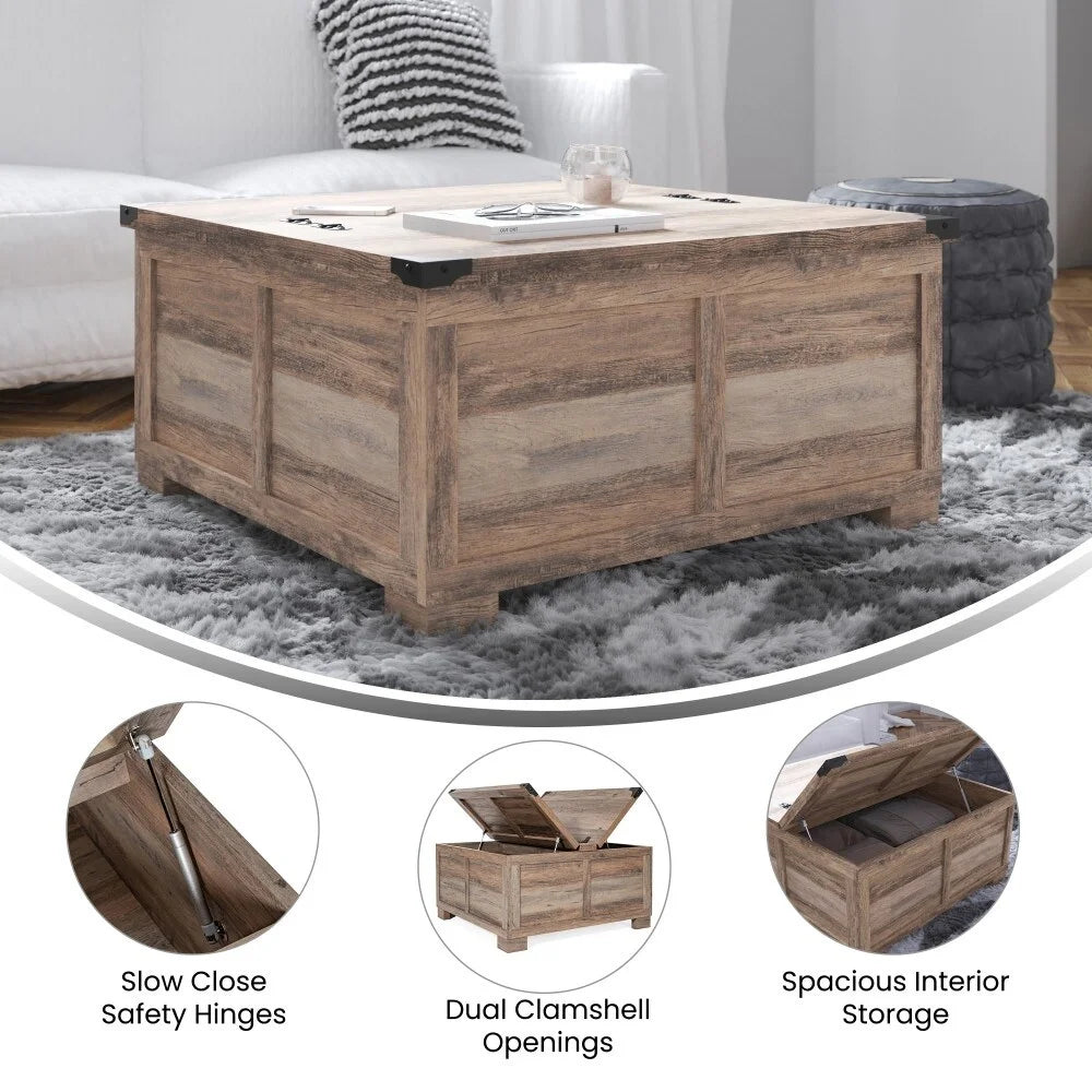 Farmhouse Coffee Table with Lift Top and Storage T174