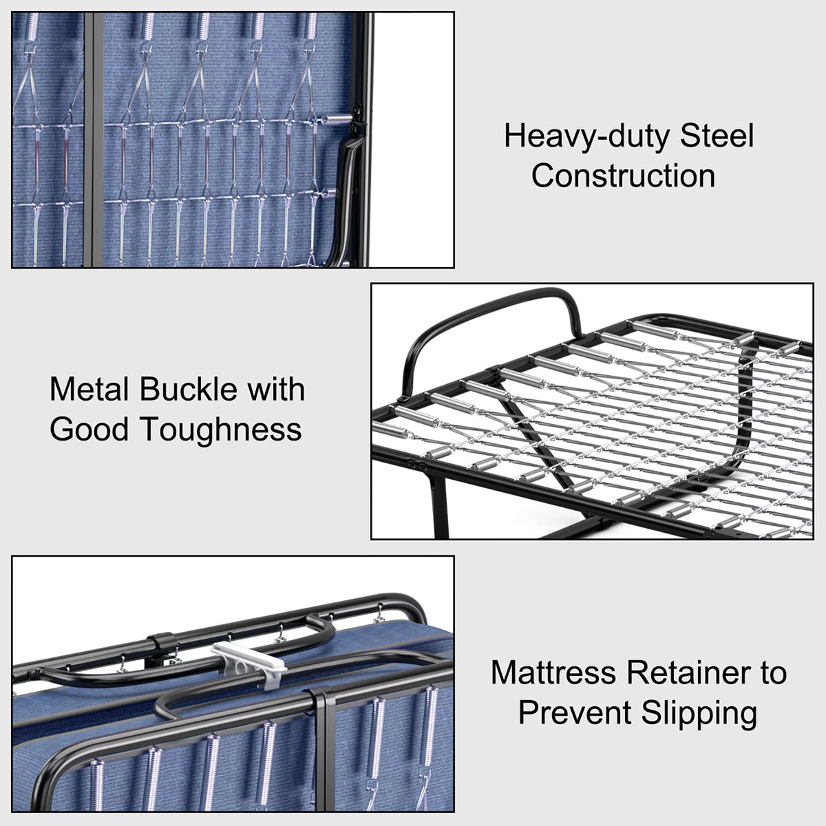 Folding Bed with Mattress Memory Foam Navy Z81494