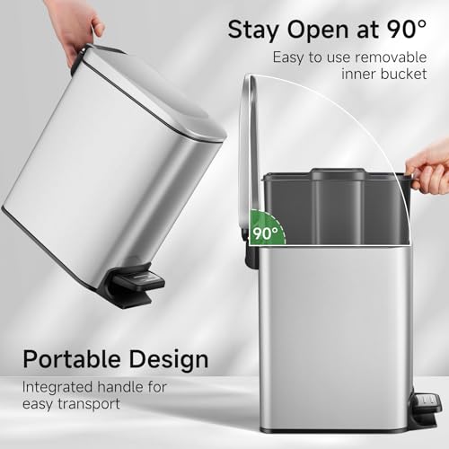 Slim 6 Liter Stainless Steel Trash Can with Lid V500421