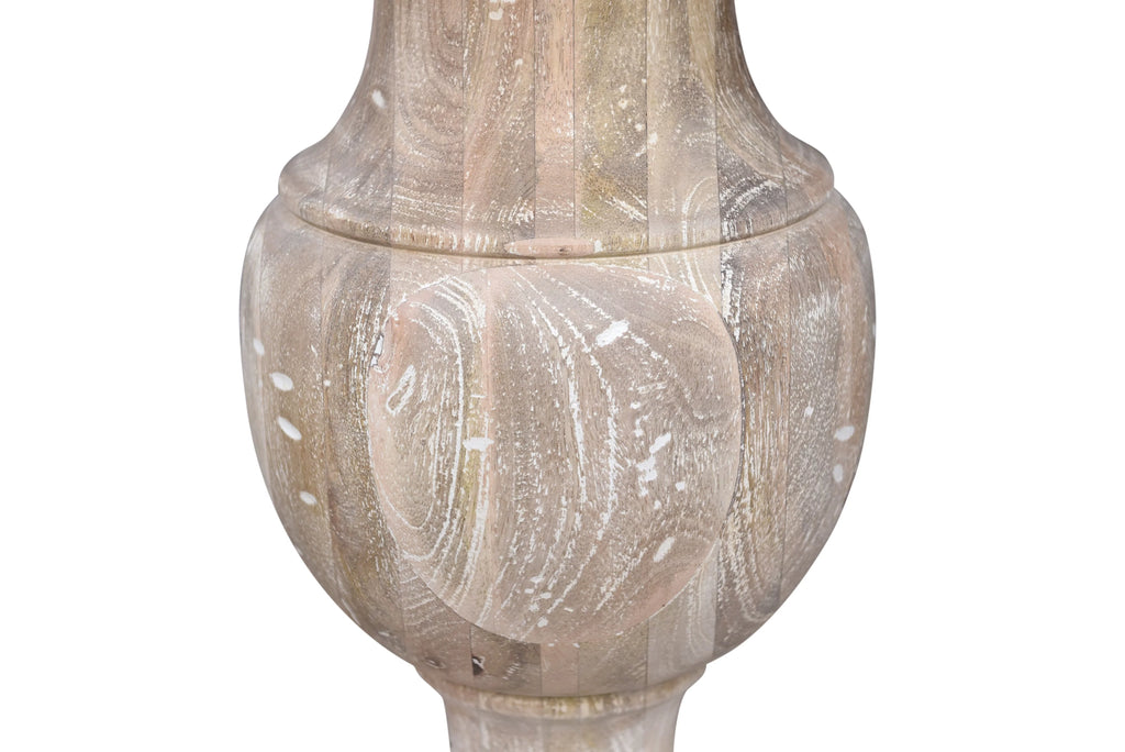 Handmade Marble and Solid Wood Pedestal End Table E381